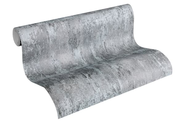 Non woven-tapet abstrakt Profhome 361183-GU lätt texturerad matt färg grå svart silver 5,33 m2