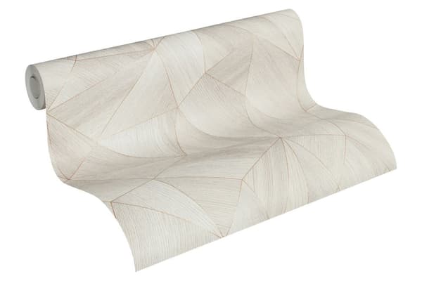Non woven-tapet grafisk Profhome 361332-GU lätt texturerad matt färg grå guld 5,33 m2