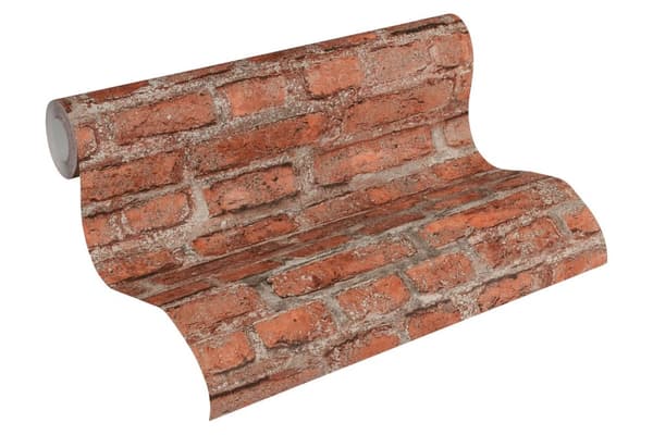 Non woven-tapet sten utseende Profhome 361392-GU lätt texturerad matt färg röd grå 5,33 m2