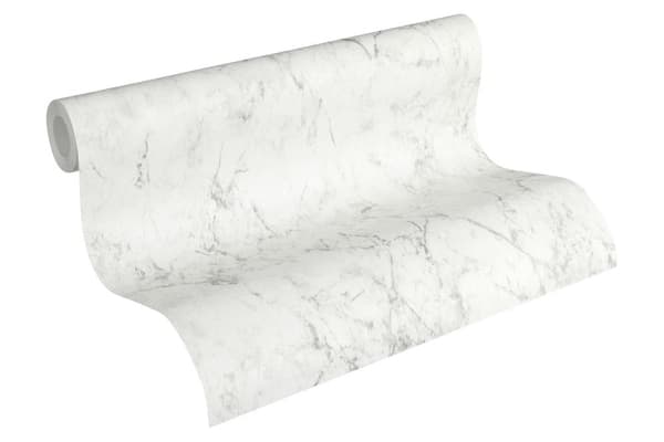 Non woven-tapet sten utseende Profhome 361573-GU slät matt färg vit grå 5,33 m2