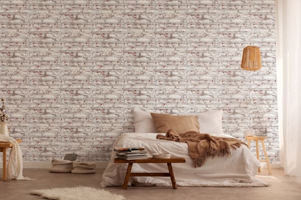 Non woven-tapet sten utseende Profhome 362801-GU slät matt färg vit brun grå 5,33 m2