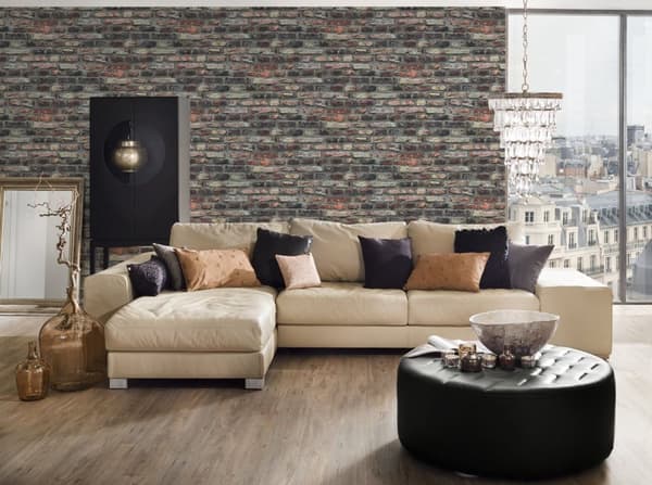 Non woven-tapet sten utseende Profhome 362811-GU slät matt färg brun grå beige 5,33 m2