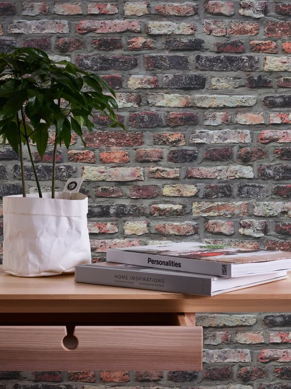 Non woven-tapet sten utseende Profhome 362811-GU slät matt färg brun grå beige 5,33 m2
