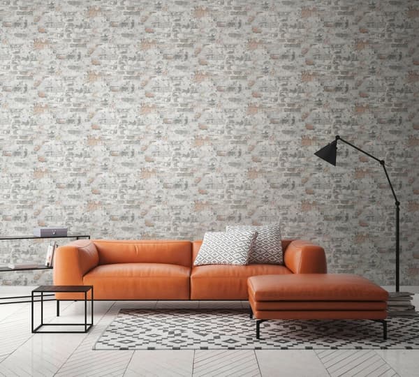 Non woven-tapet sten utseende Profhome 369292-GU lätt texturerad matt färg grå vit 5,33 m2