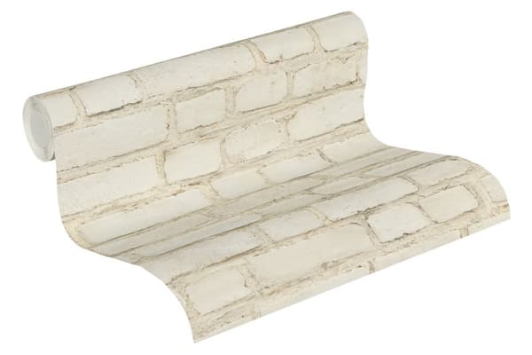 Non woven-tapet sten utseende Profhome 374141-GU lätt texturerad matt färg grå vit 5,33 m2