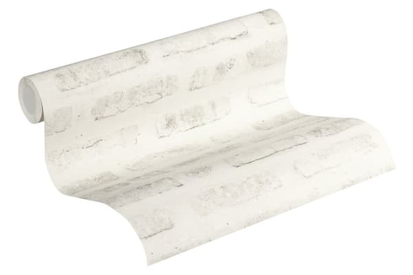 Non woven-tapet sten utseende Profhome 374222-GU lätt texturerad matt färg grå vit 5,33 m2