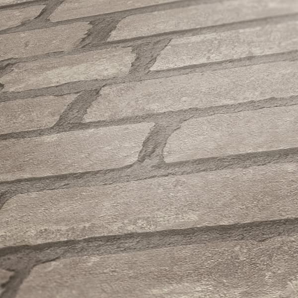Non woven-tapet sten utseende Profhome 377473-GU lätt texturerad matt färg grå beige 5,33 m2