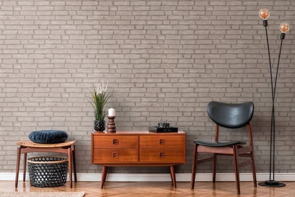 Non woven-tapet sten utseende Profhome 377473-GU lätt texturerad matt färg grå beige 5,33 m2