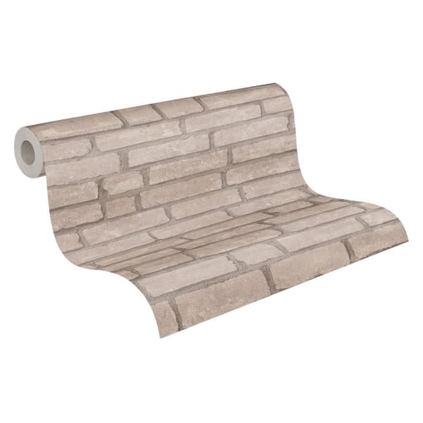 Non woven-tapet sten utseende Profhome 377473-GU lätt texturerad matt färg grå beige 5,33 m2