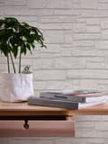 Miniatyrbillede 5 af 6: Ikke-vævet tapet sten imitation Profhome 662316-gu tekstureret mat mønster blank baggrund färg hvid grå 5,33 m2
