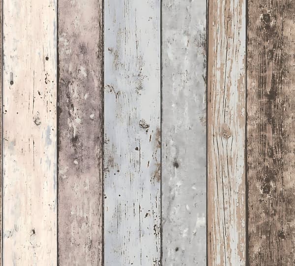 Non woven-tapet trä utseende Profhome 855039-GU lätt texturerad matt färg brun blå 5,33 m2