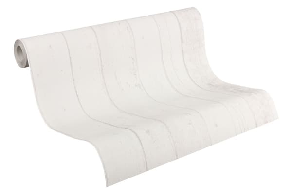 Non woven-tapet trä utseende Profhome 855046-GU lätt texturerad matt färg vit grå 5,33 m2