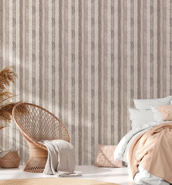 Non woven-tapet trä utseende Profhome 855053-GU lätt texturerad matt färg brun grädde 5,33 m2