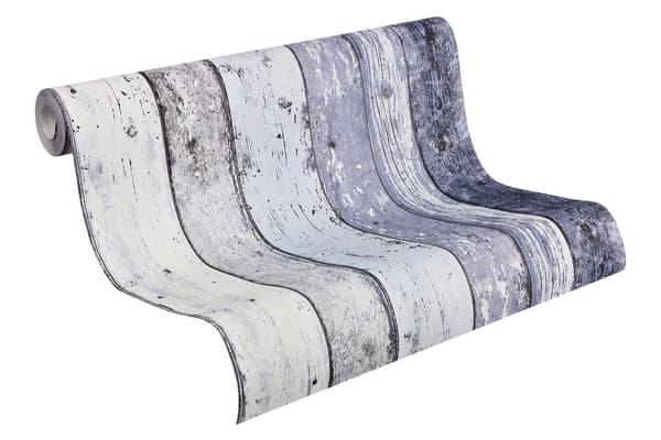 Non woven-tapet trä utseende Profhome 855060-GU lätt texturerad matt färg blå 5,33 m2