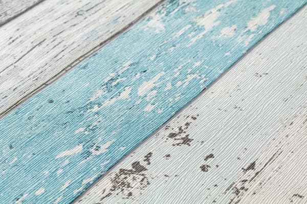 Non woven-tapet trä utseende Profhome 855077-GU lätt texturerad matt färg blå grön vit 5,33 m2