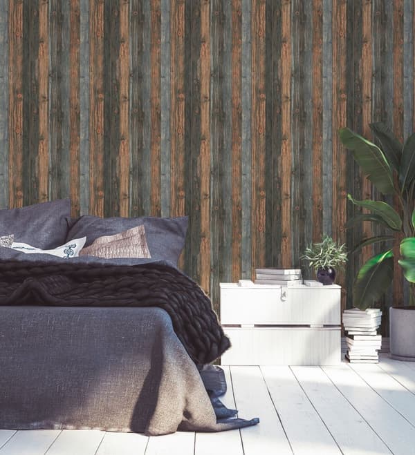 Non woven-tapet trä utseende Profhome 908612-GU slät matt färg brun grå 5,33 m2