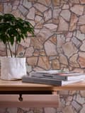 Miniatyrbild 4 av 6: Non woven-tapet sten utseende Profhome 927316-GU slät matt färg brun beige 5,33 m2