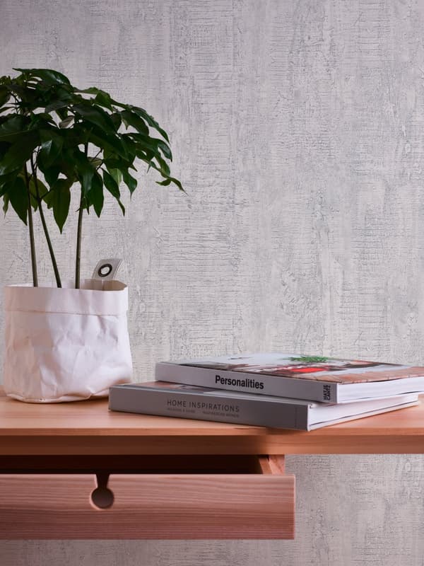 Non woven-tapet sten utseende Profhome 944263-GU slät matt färg vit 5,33 m2