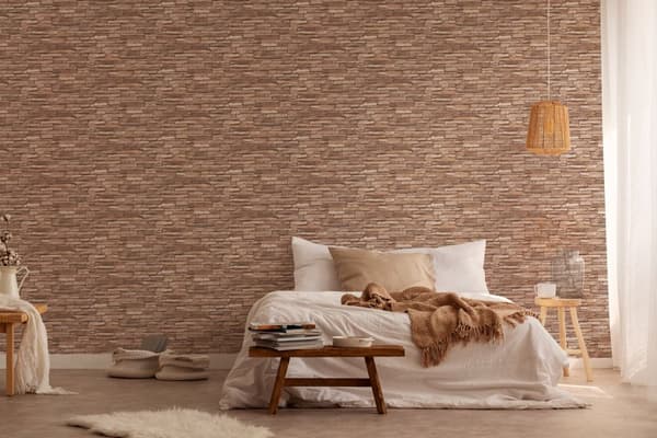 Non woven-tapet sten utseende Profhome 958332-GU slät matt färg brun beige 5,33 m2
