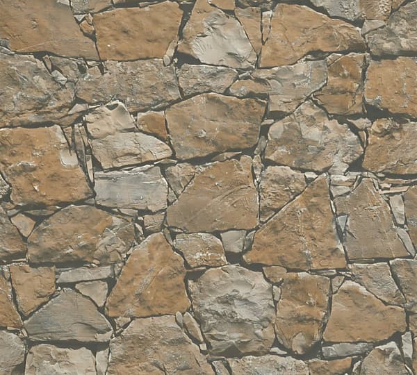 Ikke-vævet tapet sten imitation Profhome 958631-gu lidt tekstureret mat mønster blank baggrund färg brun  beige sort 5,33 m2