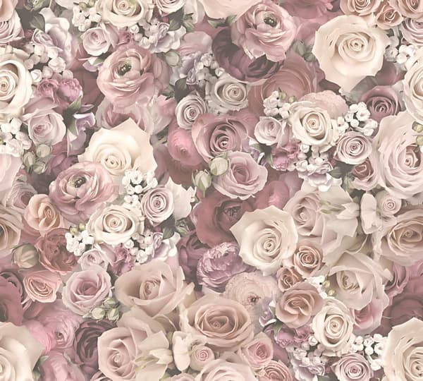 Non woven-tapet blomster Profhome 327222-GU slät matt färg rosa grädde vit 5,33 m2