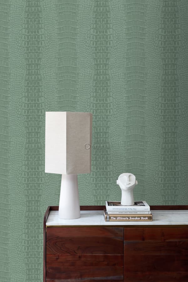 Origin Wallcoverings tapet krokodillehud gråligtgrønt 0,53 x 10,05 m