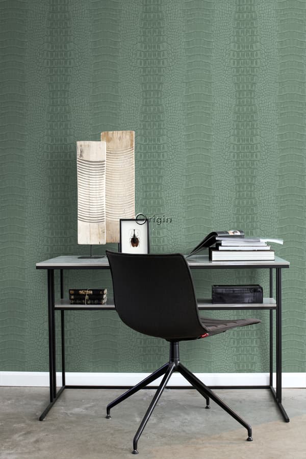 Origin Wallcoverings tapet krokodillehud gråligtgrønt 0,53 x 10,05 m