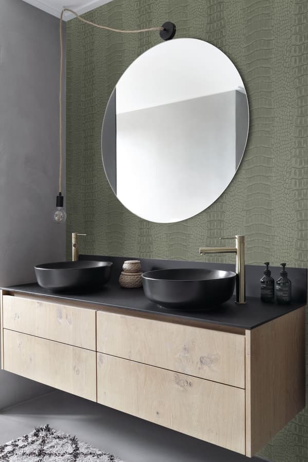 Origin Wallcoverings tapet krokodilhud gråaktigt olivgrönt 0,53 x 10,05 m