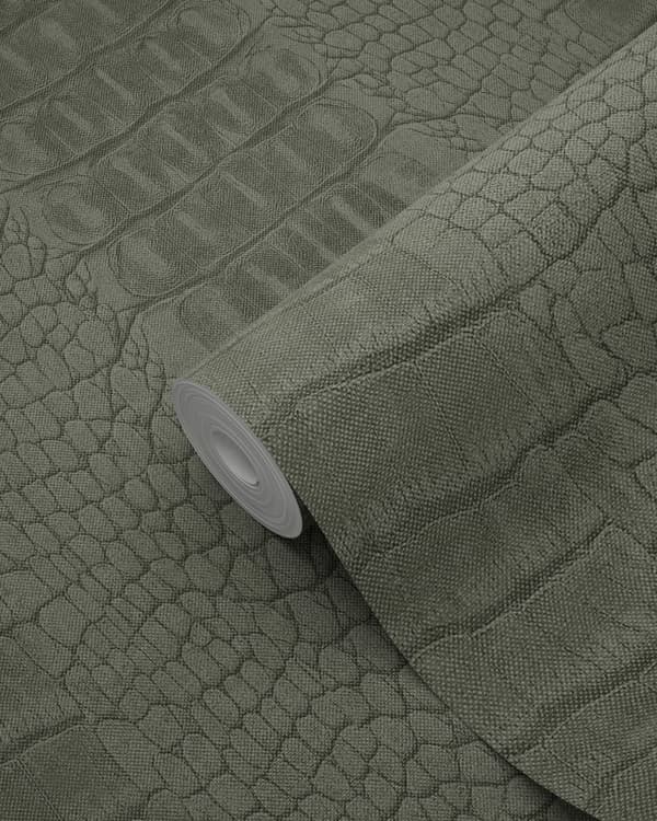 Origin Wallcoverings tapet krokodilhud gråaktigt olivgrönt 0,53 x 10,05 m
