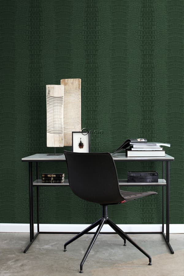 Origin Wallcoverings tapet krokodillehud mørkegrønt 0,53 x 10,05 m