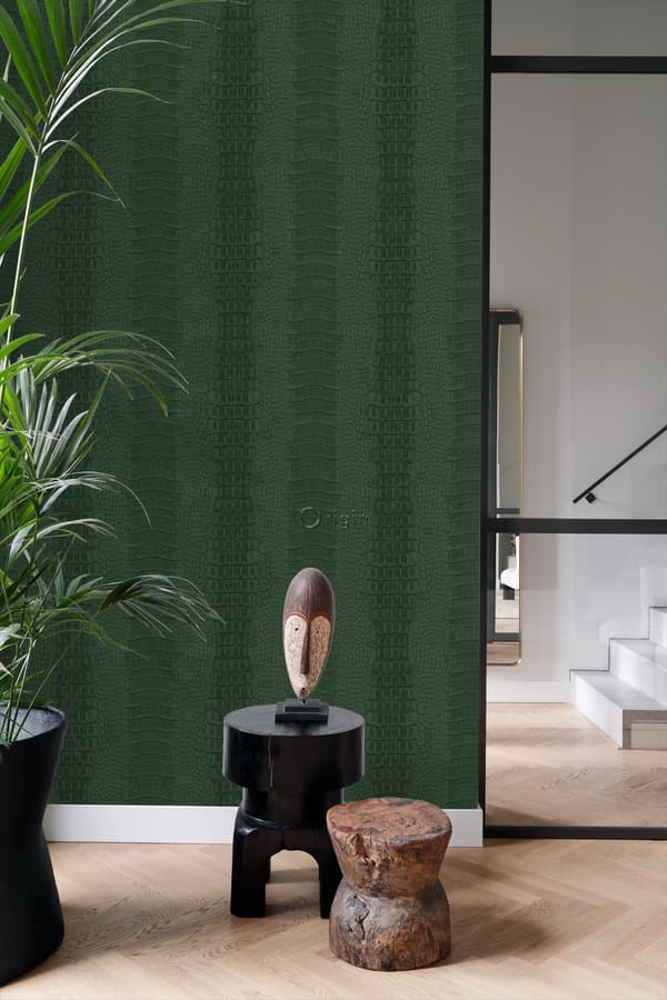 Origin Wallcoverings tapet krokodillehud mørkegrønt 0,53 x 10,05 m