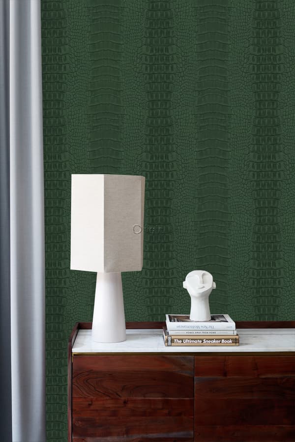 Origin Wallcoverings tapet krokodillehud mørkegrønt 0,53 x 10,05 m