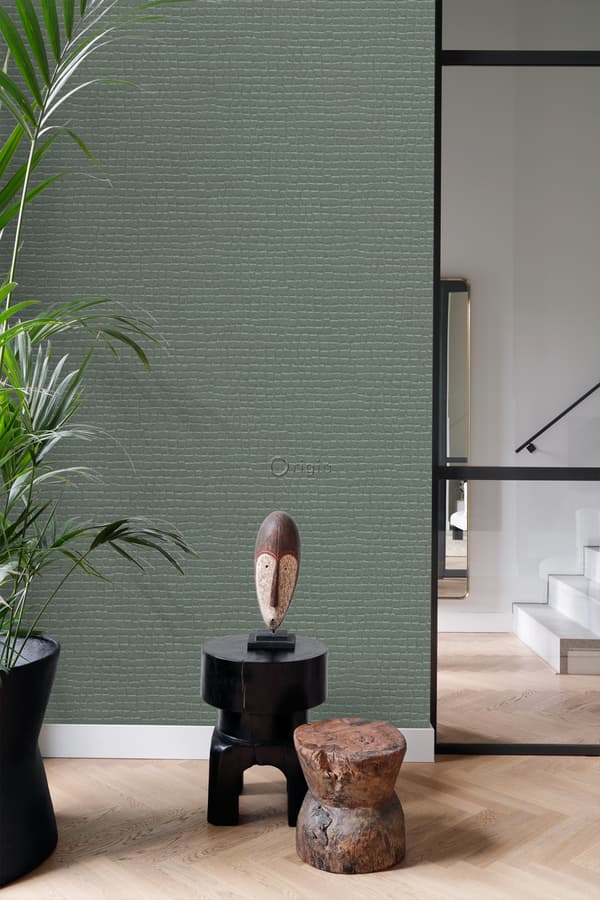 Origin Wallcoverings tapet krokodillehud gråblåt 0,53 x 10,05 m