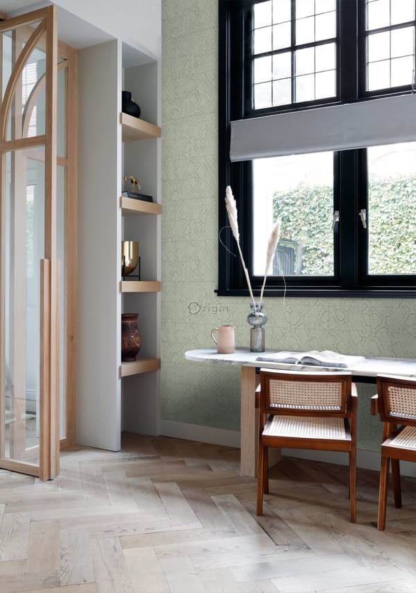 Origin Wallcoverings tapet kakelmotiv med ormskinn tryck blekgrått 0,53 x 10,05 m
