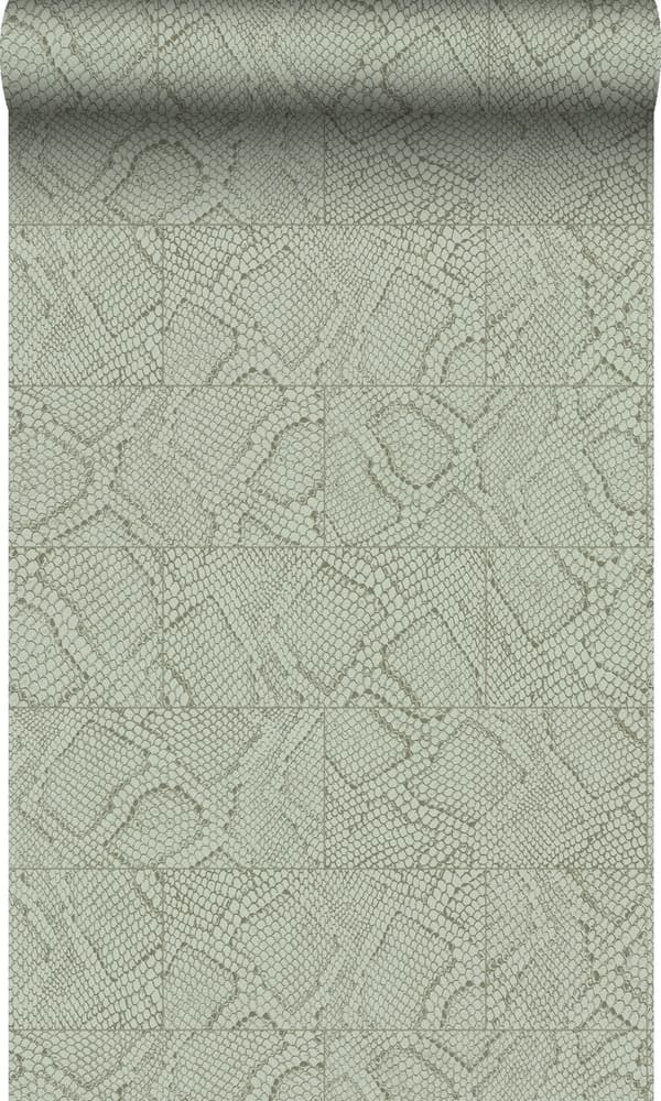 Origin Wallcoverings tapet kakelmotiv med ormskinn tryck blekgrått 0,53 x 10,05 m