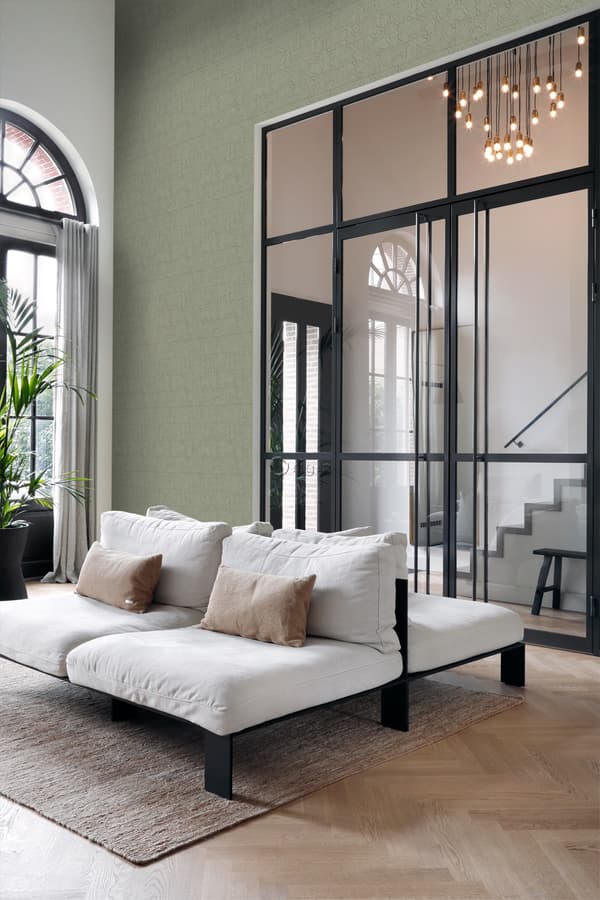 Origin Wallcoverings tapet kakelmotiv med ormskinn tryck gråaktigt olivgrönt 0,53 x 10,05 m
