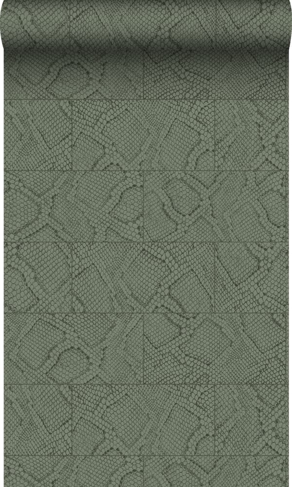 Origin Wallcoverings tapet kakelmotiv med ormskinn tryck grågrönt 0,53 x 10,05 m