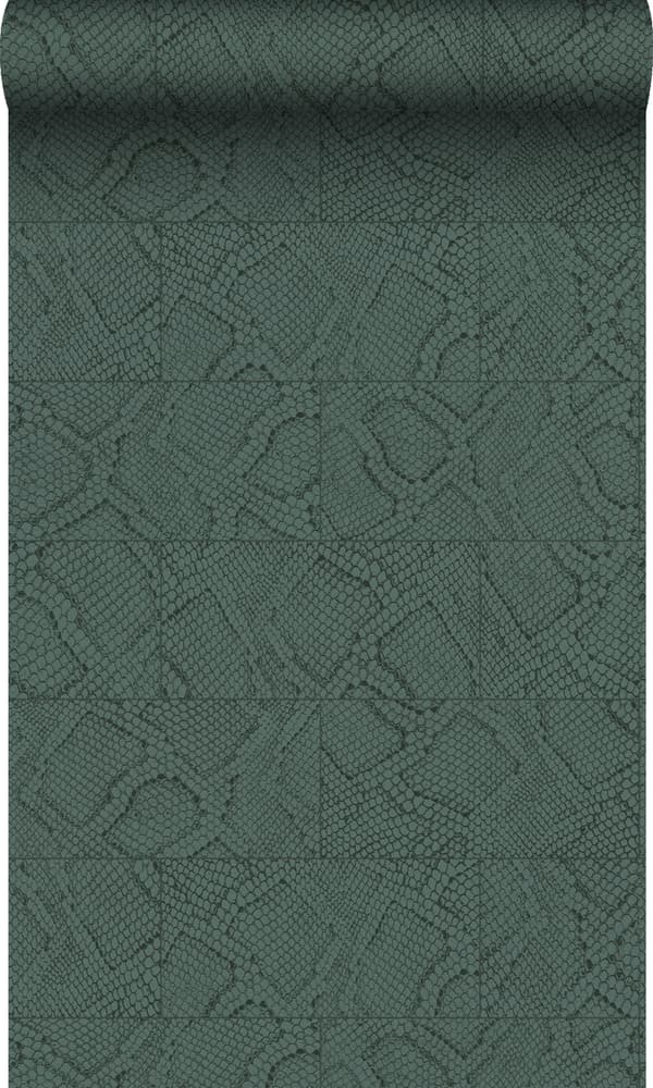 Origin Wallcoverings tapet flisemotiv med slangeskind print benzinblåt 0,53 x 10,05 m
