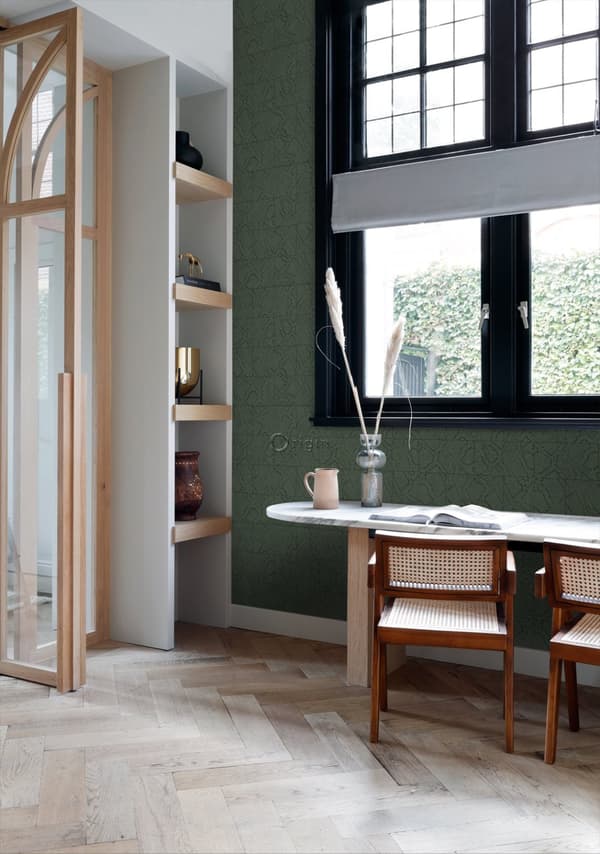 Origin Wallcoverings tapet kakelmotiv med ormskinn tryck mörkgrönt 0,53 x 10,05 m