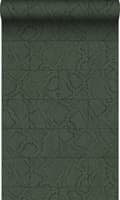 Miniatyrbild 1 av 8: Origin Wallcoverings tapet kakelmotiv med ormskinn tryck mörkgrönt 0,53 x 10,05 m