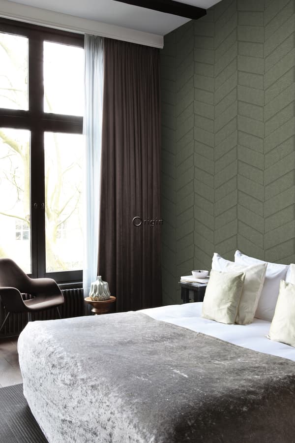 Origin Wallcoverings tapet kakelmotiv med ormskinn tryck gråaktigt olivgrönt 0,53 x 10,05 m