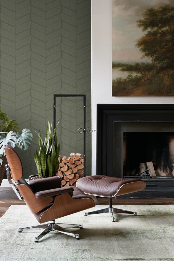 Origin Wallcoverings tapet kakelmotiv med ormskinn tryck gråaktigt olivgrönt 0,53 x 10,05 m