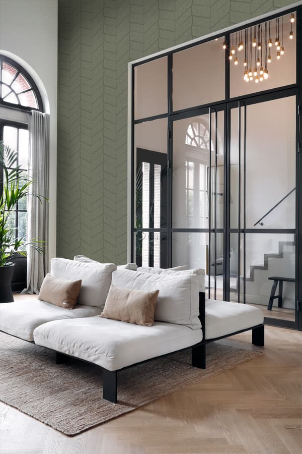 Origin Wallcoverings tapet kakelmotiv med ormskinn tryck gråaktigt olivgrönt 0,53 x 10,05 m