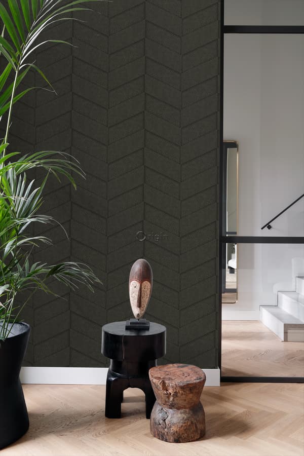 Origin Wallcoverings tapet kakelmotiv med ormskinn tryck mörkbrunt 0,53 x 10,05 m