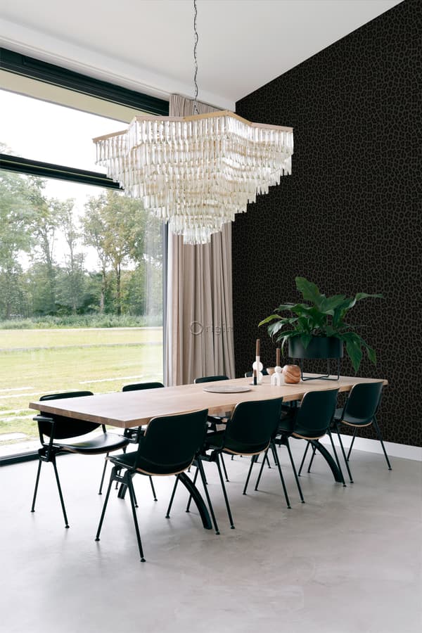 Origin Wallcoverings tapet leopardskinn mörkgrått och svart 0,53 x 10,05 m