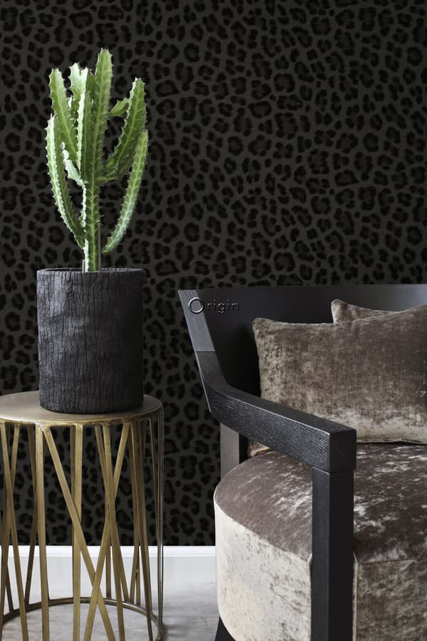 Origin Wallcoverings tapet leopardskinn mörkgrått och svart 0,53 x 10,05 m