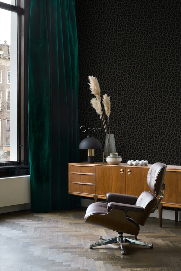 Origin Wallcoverings tapet leopardskinn mörkgrått och svart 0,53 x 10,05 m