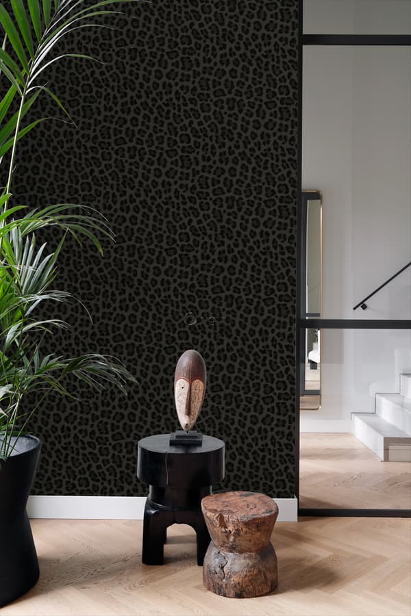 Origin Wallcoverings tapet leopardskinn mörkgrått och svart 0,53 x 10,05 m