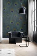 Miniatyrbild 7 av 8: Origin Wallcoverings fototapet påfågelfjädrar havsgrönt 150 x 279 cm