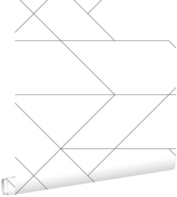 ESTAhome tapet grafiske linjer sort og hvidt 0,53 x 10,05 m